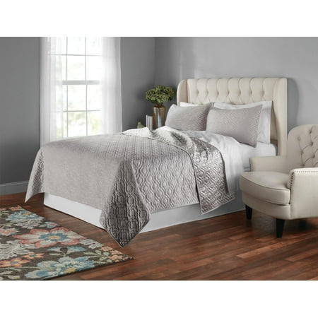 Poly Velvet Prisonic Ogee Quilt Set by Mainstays