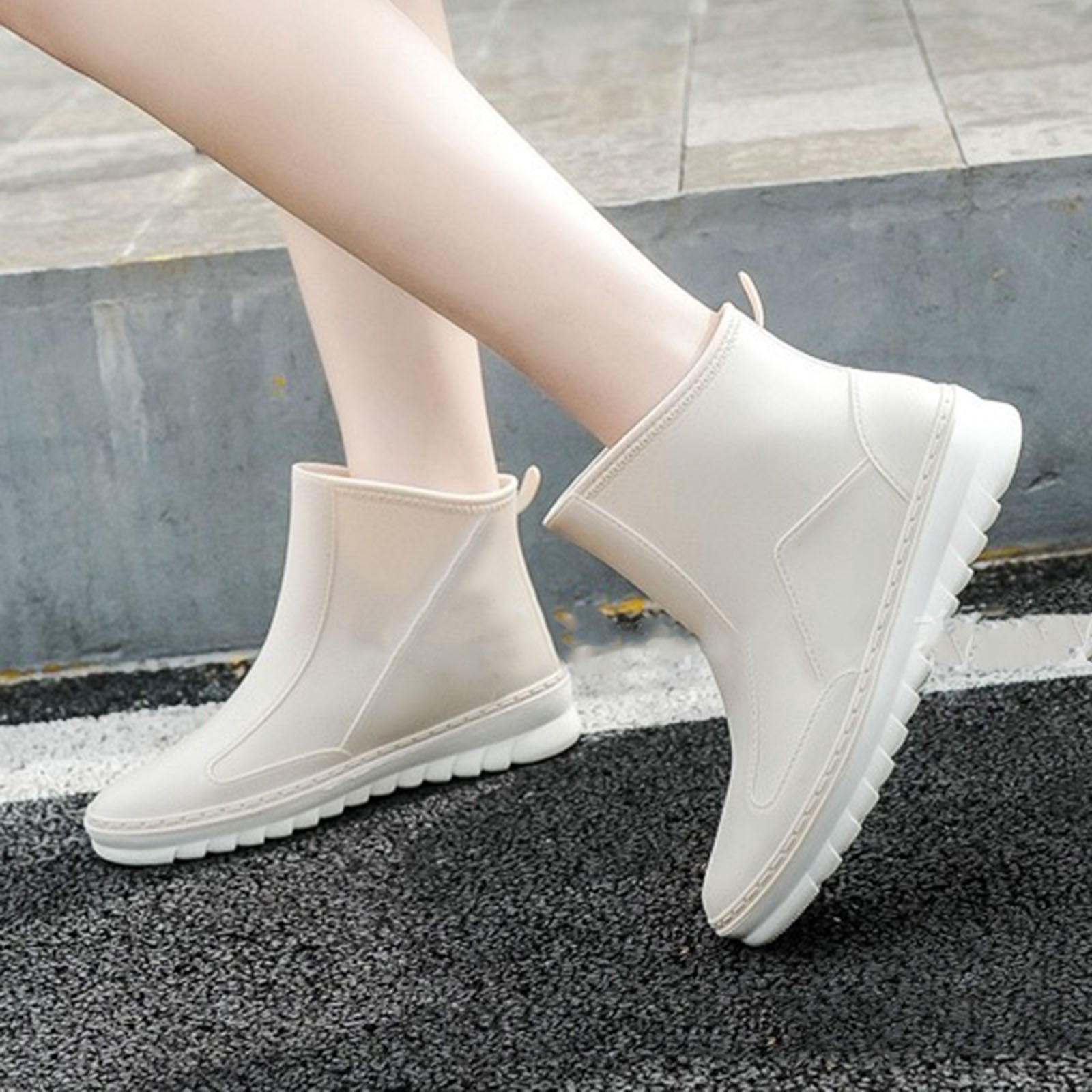 Short Rain Boots for Women Waterproof Wide Calf Ankle Rainboots Rubber Outdoor Work Garden Shoes