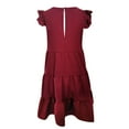 thumbnail image 6 of Wycnly 2024 Summer Mini Dresses for Women Ruffle Sleeve Flowy Swing Beach Mini Sundress Casual Solid Round Neck Pocket Short Dress Wine Formal Dresses for Women, 6 of 6