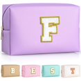 thumbnail image 1 of Bolsa de maquillaje TOPEAST Preppy de piel sintética impermeable, color morado, 1 of 7