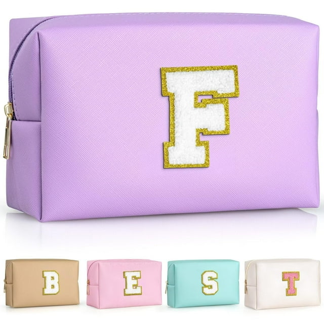 Bolsa de maquillaje TOPEAST Preppy de piel sintética impermeable, color morado
