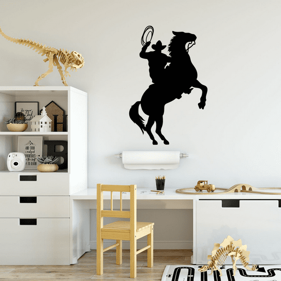 Full Cowboy Attire Cowboyu Horseback Riding Cowboy Hat Cowboy BootsVinyl Wall Art Wall Sticker Wall Decal Home Kids Room Study Room Boys Room Wall Décoration Design Wall Décor Decal Size (20x18 inch)