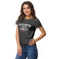 thumbnail image 2 of Inkmeso Crew Neck Life Is Better With My Girls #Momlife Graphic Tshirt Cotton, 2 of 8
