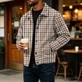 thumbnail image 6 of GrmtClth Retro Mens Plaid Mid Weight Plaid Overshirt Jacket Long Sleeve Snap Closure Loose Fit Mid Season Daily Outerwear Yellow 2XL, 6 of 8