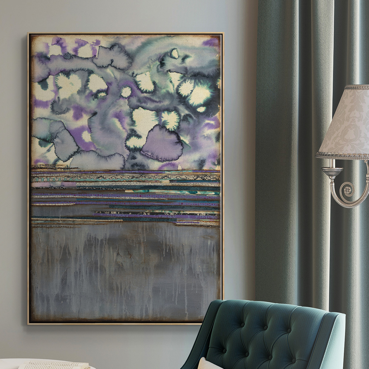 Fireworks Framed Premium Gallery Wrapped Canvas - Ready to Hang - 17 x 25 - Natural Wood Floating Frame