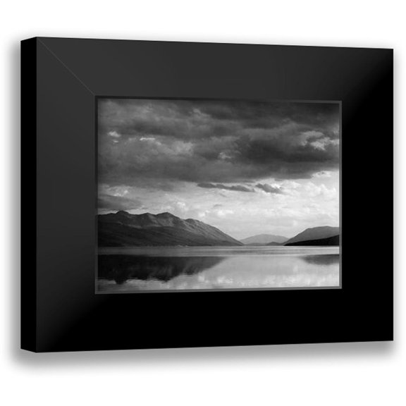 Adams, Ansel 14x12 Black Modern Framed Museum Art Print Titled - Evening, McDonald Lake, Glacier National Park, Montana - National Parks and Monuments, 1941