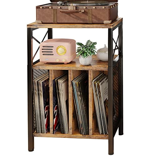 Soporte para tocadiscos de 3 niveles, tocadiscos de almacenamiento de discos de vinilo para discos de vinilo, mesa para tocadiscos con capacidad para 200 álbumes, soporte para tocadiscos de mediados d