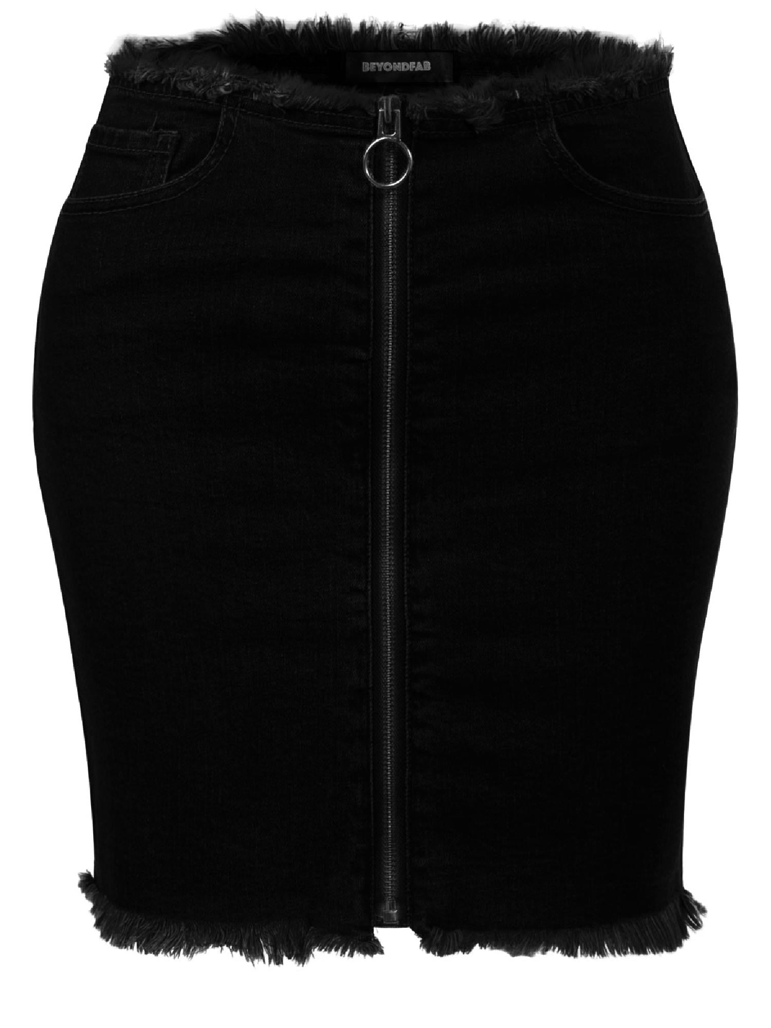 MixMatchy - MixMatchy Women's Denim Zipper Down Front Raw Edge Mini Skirt - Walmart.com ...