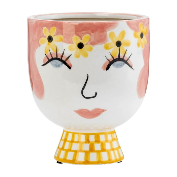 Sagebrook Home Ceramic 7"h  Pretty Eyelash Flower Vase, Pink/White
