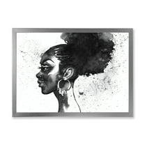 Designart 'Black and White Portrait of African American Woman I' Modern Framed Art Print