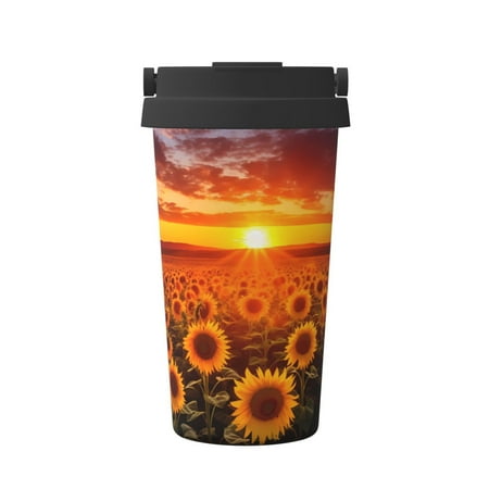 

Logiee Sunset Golden Sunflower Field Print Stainless Steel Coffee Tumbler Travel Coffee Mug Insulated Coffee Mug with Lid Spill Proof Coffee Cup Portable Thermal Mug