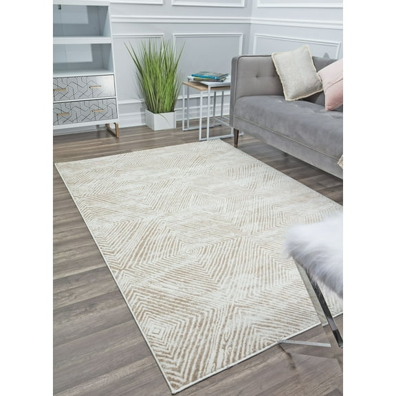 Rugs America Stella Collection ST10A Farmhouse Vintage Area Rug, Beige Diamond 8'0"x10'0"