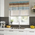 thumbnail image 4 of Blue Brown Curtain Valances for Windows, Kitchen Valance Window Treatments Panel 2 Pack, Farmhouse Rustic Wooden Plank Board Rod Pocket Short Curtains for Bathroom Bedroom 54 x 18 Inch, 4 of 8