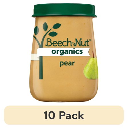 (10 pack) Beech-Nut Organics Stage 1 Organic Baby Food, Pear, 4 oz Jar