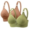 thumbnail image 2 of YOIAVAIOY Plus Size No Wire Lace Bras Full Coverage Soft Comfortable Elegant Women's Bra Brown 40, 2 of 7