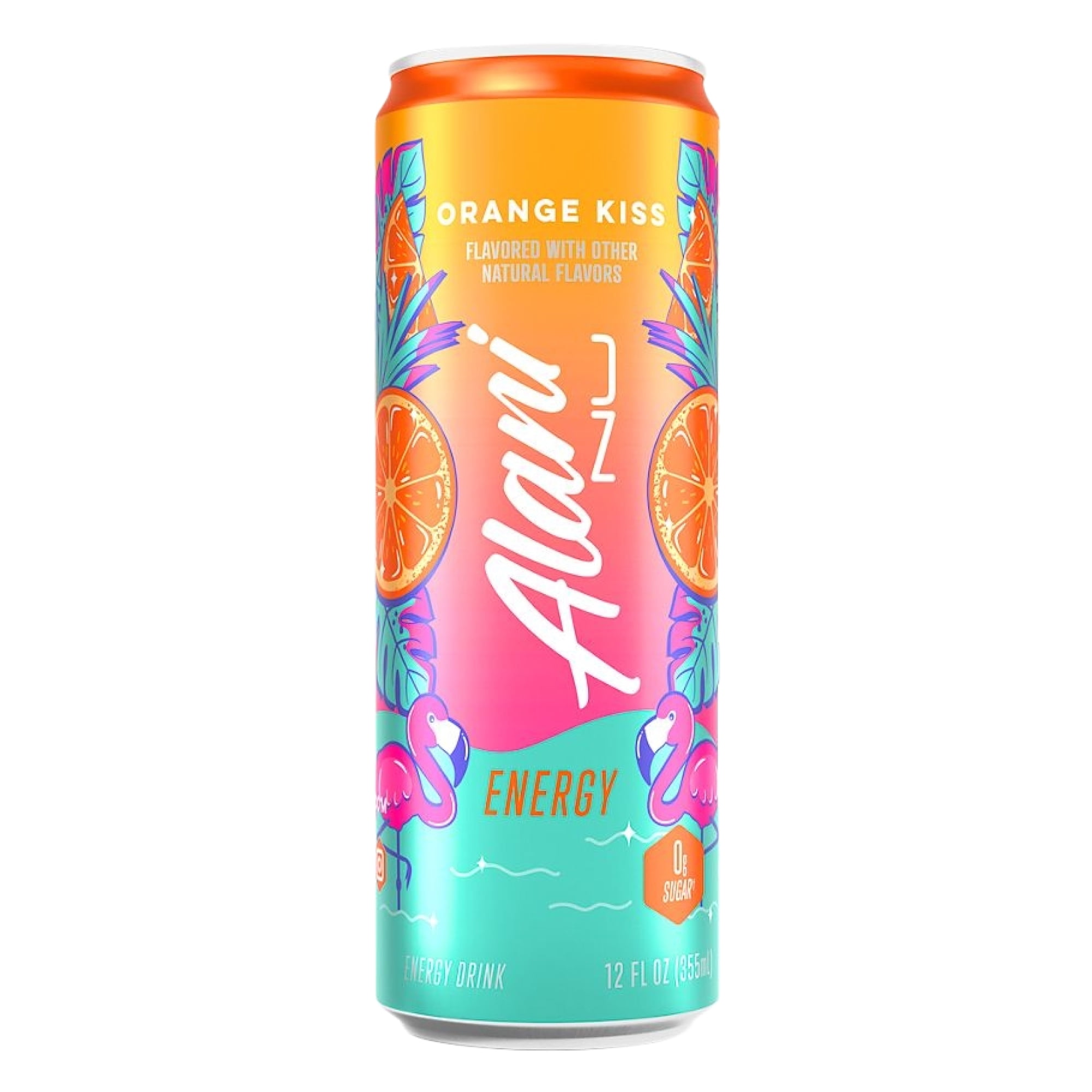 Alani Nu Energy Drinks Pink Slush & Orange Kiss Flavor Zero Suger, Low - Calorie, Energy Boost Drinks 12 oz (6 Pack)
