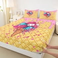 thumbnail image 4 of Castle Fairy Sport Baseball Queen Sheets 4 Pieces, Ice Cream Cone Pattern Queen Sheet Sets, Pink Blue,1 Fitted Sheet, 1 Flat Sheet and 2 Pillowcases, 4 of 6