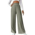 thumbnail image 4 of RYRJJ Womens Rib Knit Wide Leg Pants Elastic High Waist Casual Flowy Palazzo Sweater Pants Warm Soft Lounge Baggy Pajamas Trousers(Green,S), 4 of 7