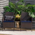 thumbnail image 2 of Patiojoy Patio Loveseat 2 Person Cushioned Seats With Center Table Outdoor Rattan Furniture Set Navy, 2 of 7