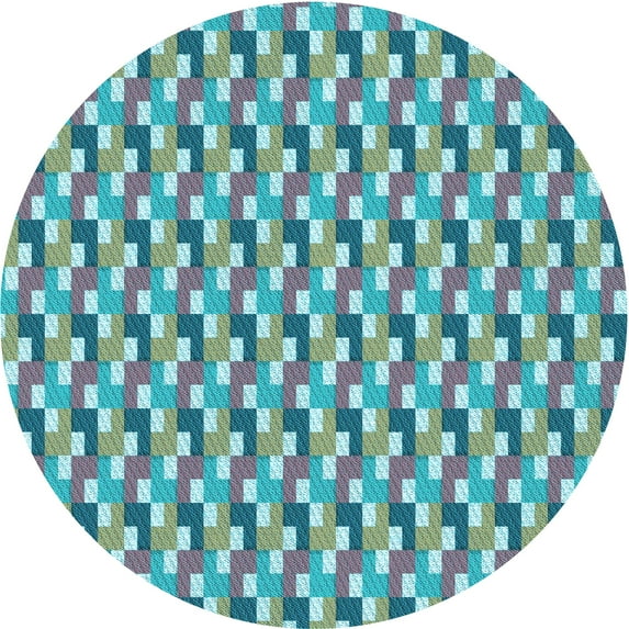 Ahgly Company Indoor Round Patterned Beetle Green Area Rugs, 7' Round
