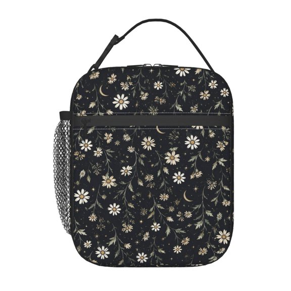 Daisy Moon Floral Lunch Bag Reusable Thermal Lunch Box with Handle for Women and Men
