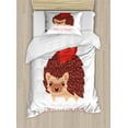 thumbnail image 1 of Hedgehog Twin Size Duvet Cover Set, Baby Hedgehog Carrying a Heart Bubble and Hand Written You are My Heart Lettering, Decorative 2 Piece Bedding Set with 1 Pillow Sham, Multicolor, by Ambesonne, 1 of 3