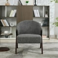thumbnail image 2 of Modern Mid-Century Accent Chair for Living Room - Comfortable Linen Upholstered Reading Armchair with Wood Frame, Easy Assembly - Deep Walnut Foot | Linen | Gray, 2 of 8
