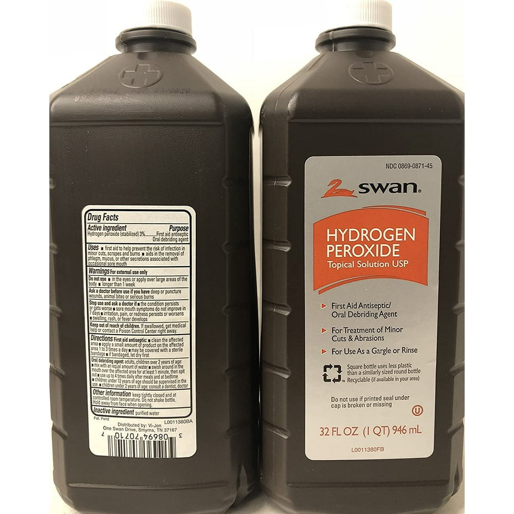 (2 Pack) Swan Hydrogen Peroxide, 3, 32oz.