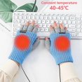 thumbnail image 2 of Guantes sin dedos de otoño para hombre y mujer, portátiles, resistentes al viento, con calefacción eléctrica, lavables a mano, protectores de manos, color azul, 2 of 5
