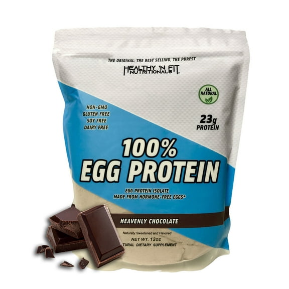 Healthy 'N Fit 100% Egg Protein 12-Ounce Bottle- Chocolate, Naturally Sweetened,  Zero sugar, Zero cholesterol, Zero Fat