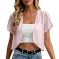 thumbnail image 2 of NTACZA Solid Womens Cardigans Lightweight Cropped Open Front Sheer Chiffon 3/4 Sleeve Casual Vacation Regular Size XXL, 2 of 9