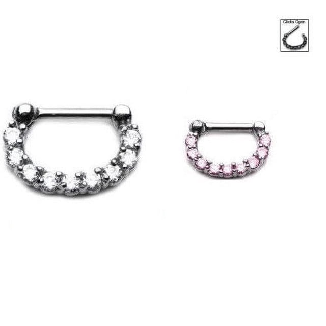 Bague Bijou Transparente Septum à Griffes, Calibre 14 et Calibre 16