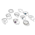 thumbnail image 1 of Juego De 10 Uds. De Anillos Para Nudillos Vintage, Anillos De Articulación Apilables Para Mujer, Anillos De Dedo Tallados Huecos Bohemios, Anillos Midi De Cristal Noticed AP006109-00, 1 of 6