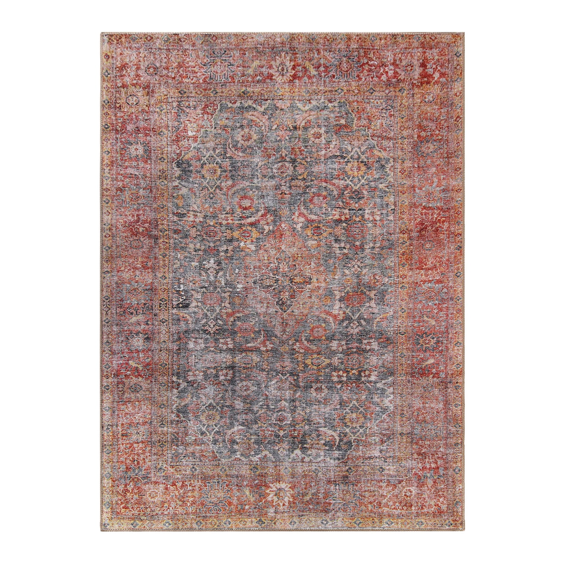 Superior Huda Rustic Oriental Indoor Area Rug,10' x 14', Ruby Red