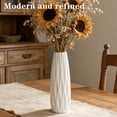 thumbnail image 2 of White Ceramic 12-Inch Tall Textured Decorative Flower Vase for Home Decor, 2 of 9