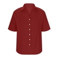 thumbnail image 3 of Khunlpohl Womens Short Sleeve Tops Button down Cotton Linen Shirts V Neck Casual Loose Blouses Summer Plain Beach Shirt, 3 of 6
