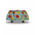 thumbnail image 4 of Autumn Ottoman Cover, Dry and Fallen Maple Leaves, 2 Piece Slipcover Set with Ruffle Skirt for Square Round Cube Footstool Decorative Home Accent, Standard Size, Pale Blue and Yellow, by Ambesonne, 4 of 5