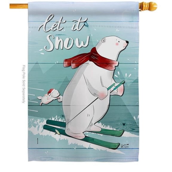 Angeleno Heritage  28 x 40 in. Let is Snow House Flag with Winter Wonderland Double-Sided Decorative Vertical Flags Decoration Banner Garden Yard Gift