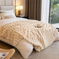 thumbnail image 3 of Plush Faux Rabbit Fur Throw Blanket – 60" × 80" Thick & Warm, Ultra Soft Fluffy Blanket for Couch, Bed, Sofa, Ideal Gift for Women (White), 3 of 7