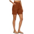 thumbnail image 6 of vigerkar High Waisted Shorts Women Cotton Button Detail Casual Shorts Vacation Short Pants with Pockets, Lightweight Classic Fit Summer Beach Travel (Coffee, S), 6 of 7