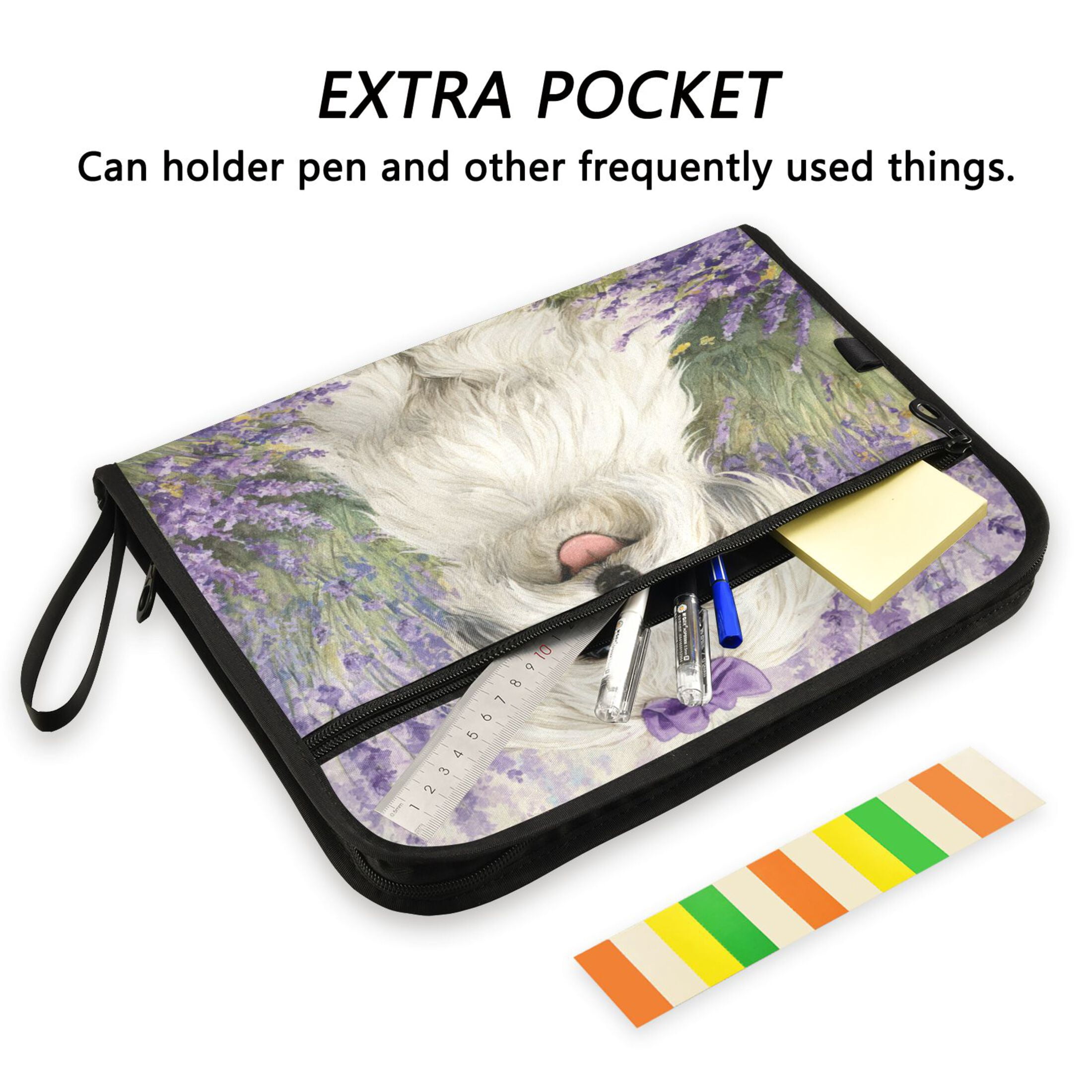 WOBOGO Happy Havanese Dog Expanding File Folder Letter Size Accordion Filing Organizer 13 Pocket Separate Organ Pocket