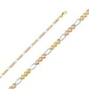 Solid 14k White Yellow and Rose Three Color Gold 3.1MM Figaro Mariner Ficonucci Concave Chain Necklace With - 20 Inches