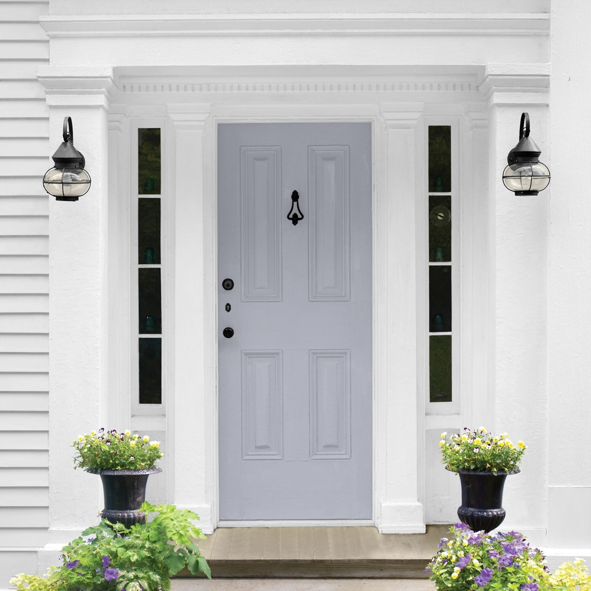Glidden HEP Glistening Gray / Grey Semi-Gloss Exterior Paint with Primer, 1 Gallon
