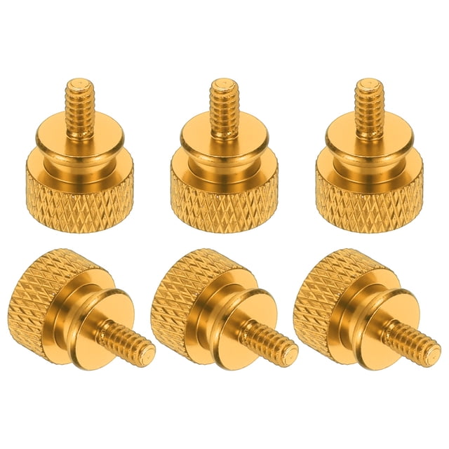 6 Pcs #6-32 Knurled Thumb Screw Computer Case Threaded Hand Tighten Screws for PC Case, Gold