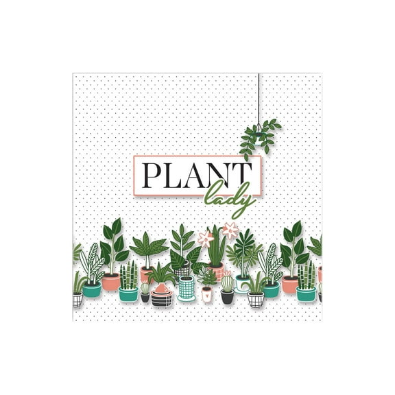Plant Lady Green Potted Plants Dots 12 x 12 Wood Wall Sign Plaque