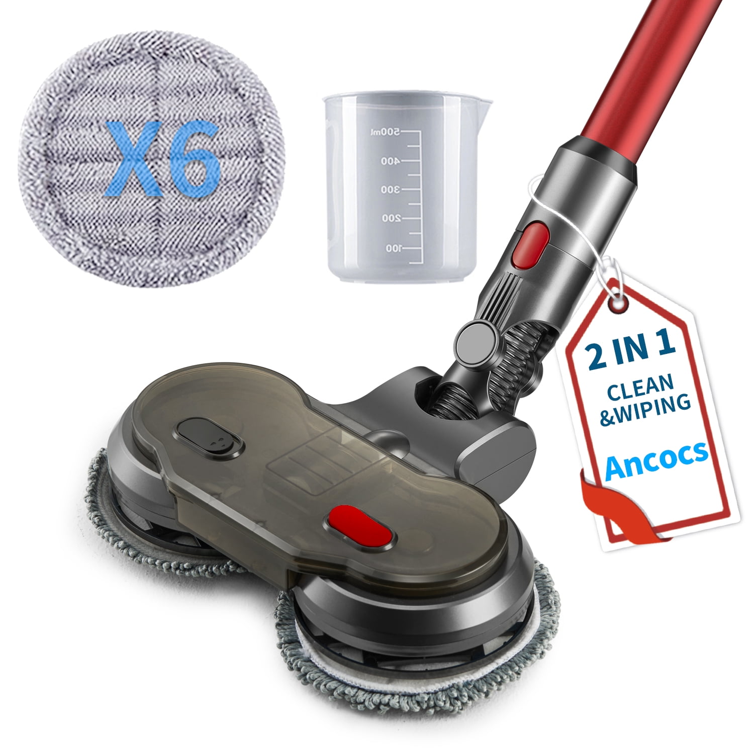 Electric Mop Attachment Compatible with Dyson V11 V10 V8 V7 V15 Mop with Water Tank Mop for Dyson Vacuum Cleaner Mop 2 in 1 Brush for Dyson Absolute Fluffy