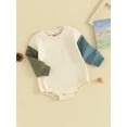 thumbnail image 3 of Bagilaanoe Newborn Baby Girl Oversized Romper Sweatshirt Long Sleeve Bodysuits Contrast Color Pullover 3M 6M 12M 18M 24M Infant Casual Tee Tops, 3 of 9