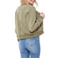thumbnail image 4 of Made by Olivia Women's Casual Faux Suede/ Corduroy Ribbed Hem Zip Up Bomber Short Jacket, 4 of 7