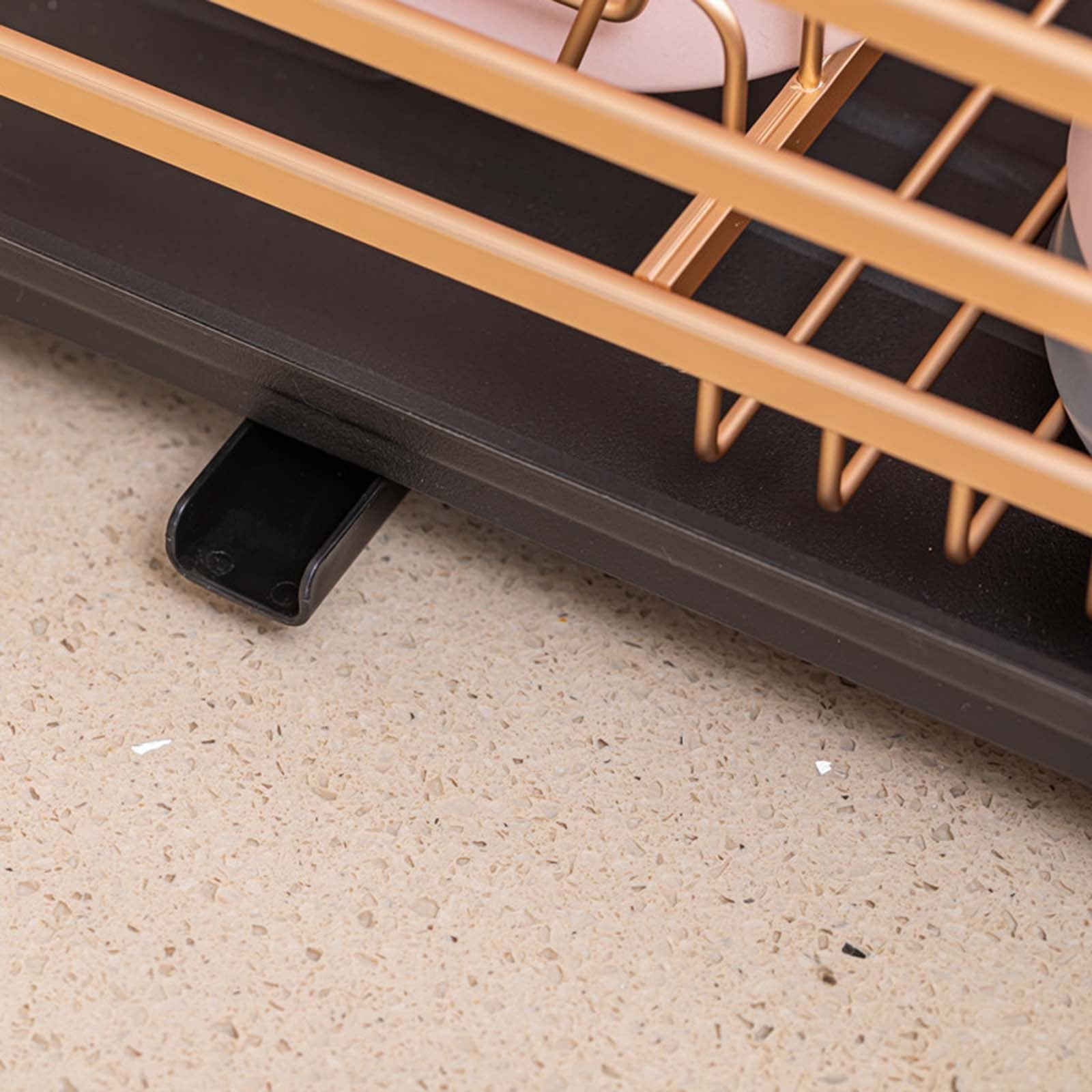 Huayishang Dish Drying Rack Aluminum Dish Drying Rack Counter Rustproof Dish Storage with Cutlery Holder Removable Drainer Tray Rose Gold, Kitchen Essentials Clearance Sale Gold