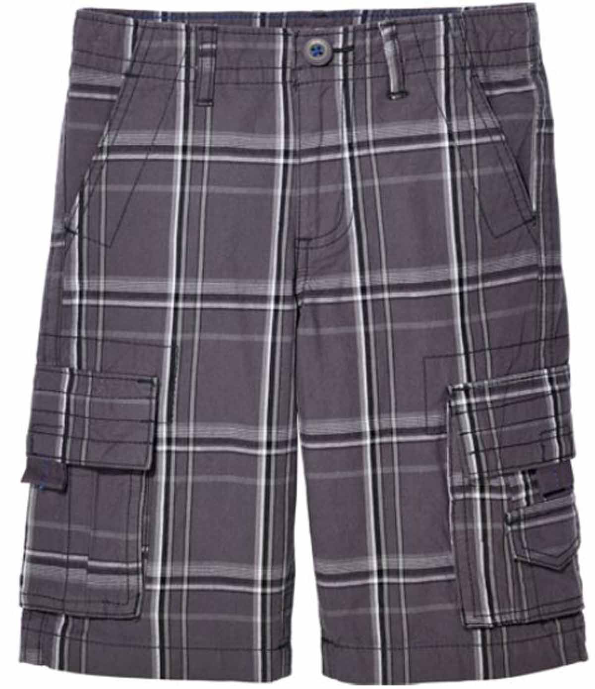 Generra Shorts Boys Cargo Shorts Adjustable Waistband (Gray Plaid, 6 ...